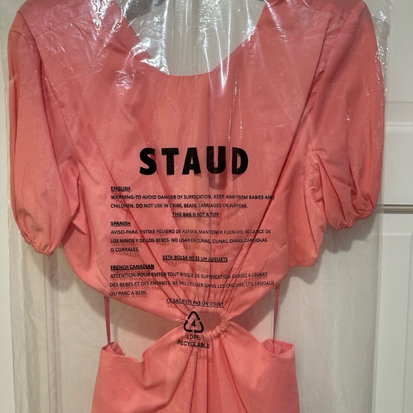 NWT never worn Staud Calypso Cutout Ruched Ring Maxi Dress in Coral size M - Picture 5 of 8
